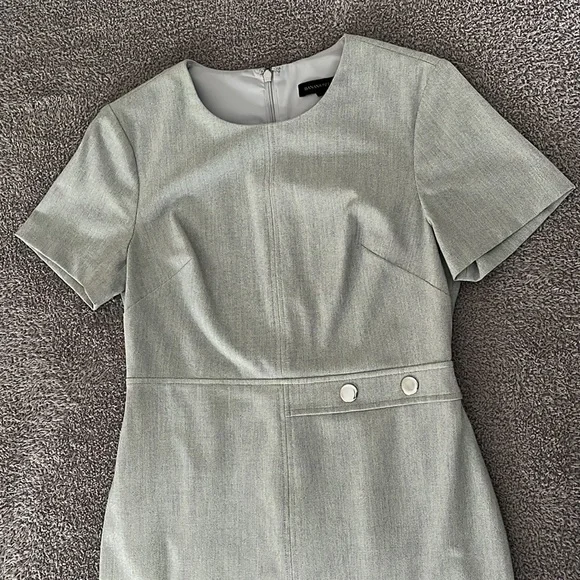 Banana Republic Gray Sheath Office Dress Size 8 Petite - Picture 3 of 8